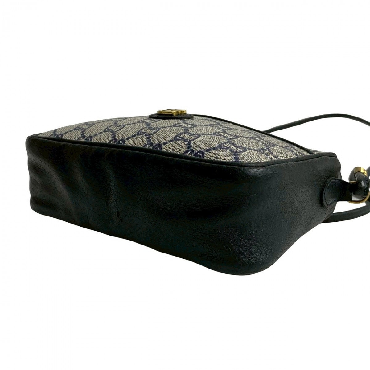 GUCCI Shoulder Bag Leather, PVC Navy Gucci Plus logoMetal Women Used Authentic
