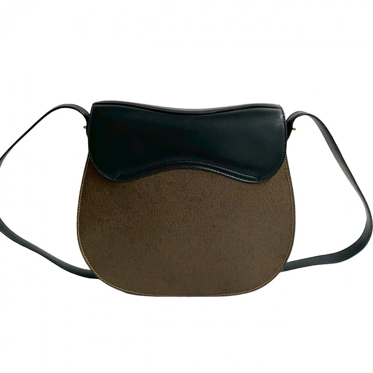 GUCCI Shoulder Bag leather black saddle