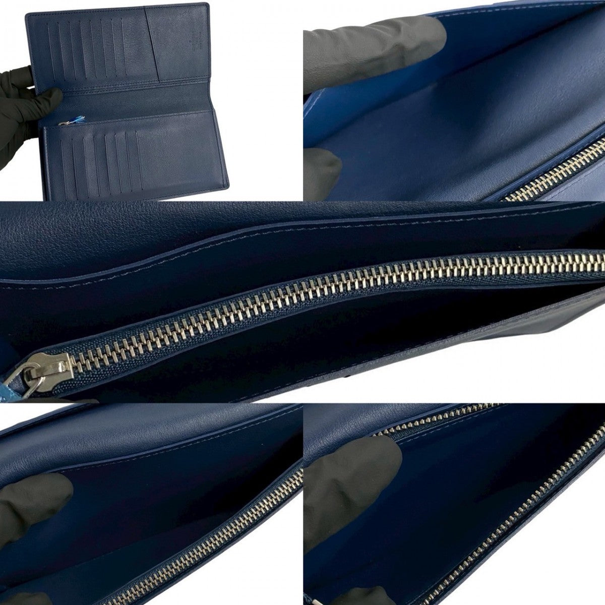 LOUIS VUITTON Long Wallet Purse M67741 Taurillon Clemence Leather Navy Portefeuille Braza mens Used Authentic