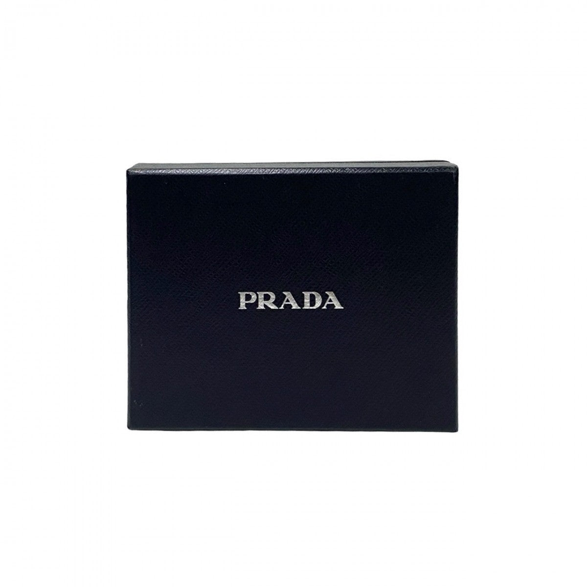 PRADA Tri-fold wallet leather black PRADA logo Metal mens Used Authentic