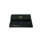 PRADA Tri-fold wallet leather black PRADA logo Metal mens Used Authentic
