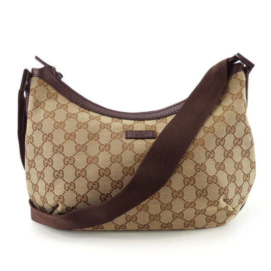 GUCCI Shoulder Bag 181092 GG canvas, leather beige Women Used Authentic