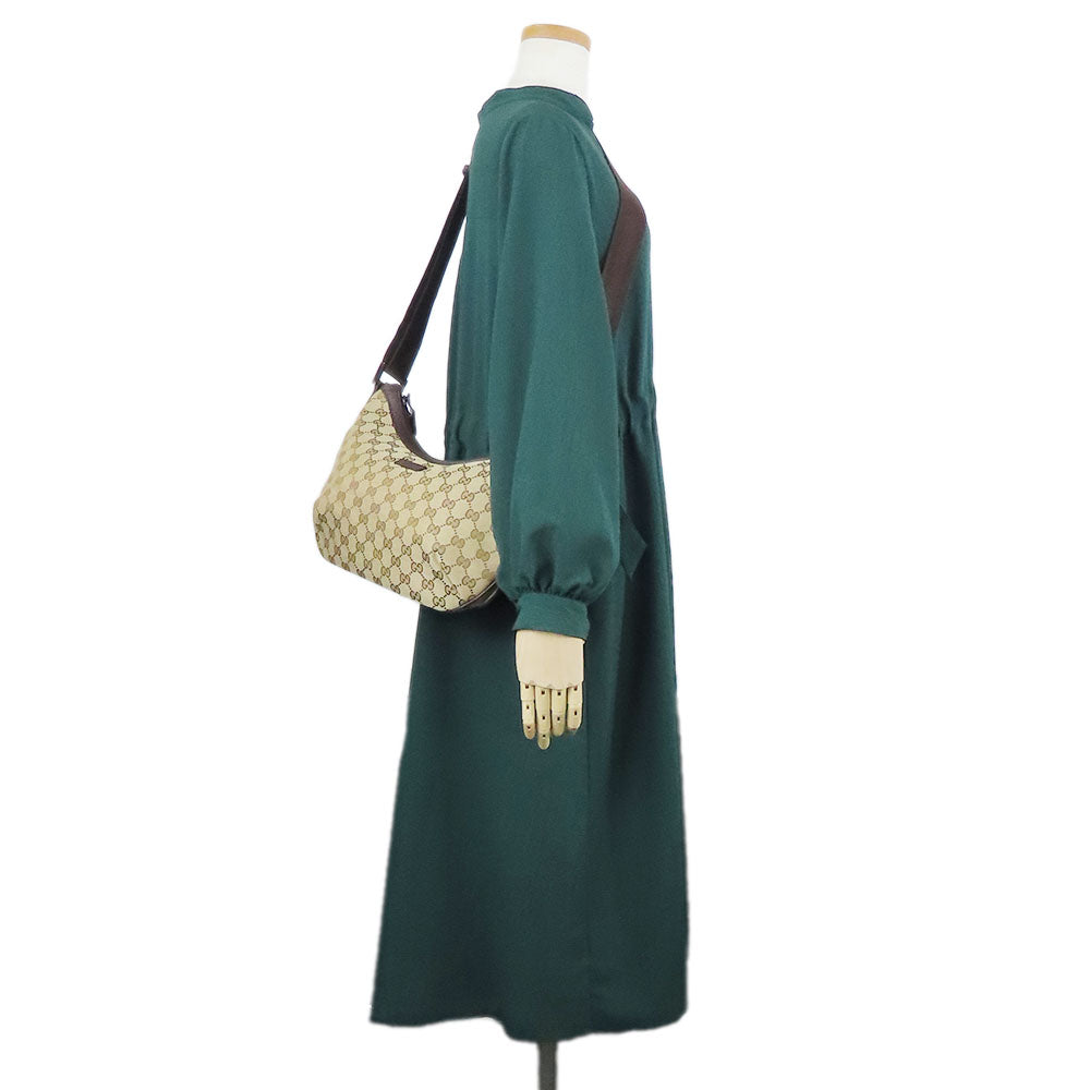 GUCCI Shoulder Bag 181092 GG canvas, leather beige Women Used Authentic