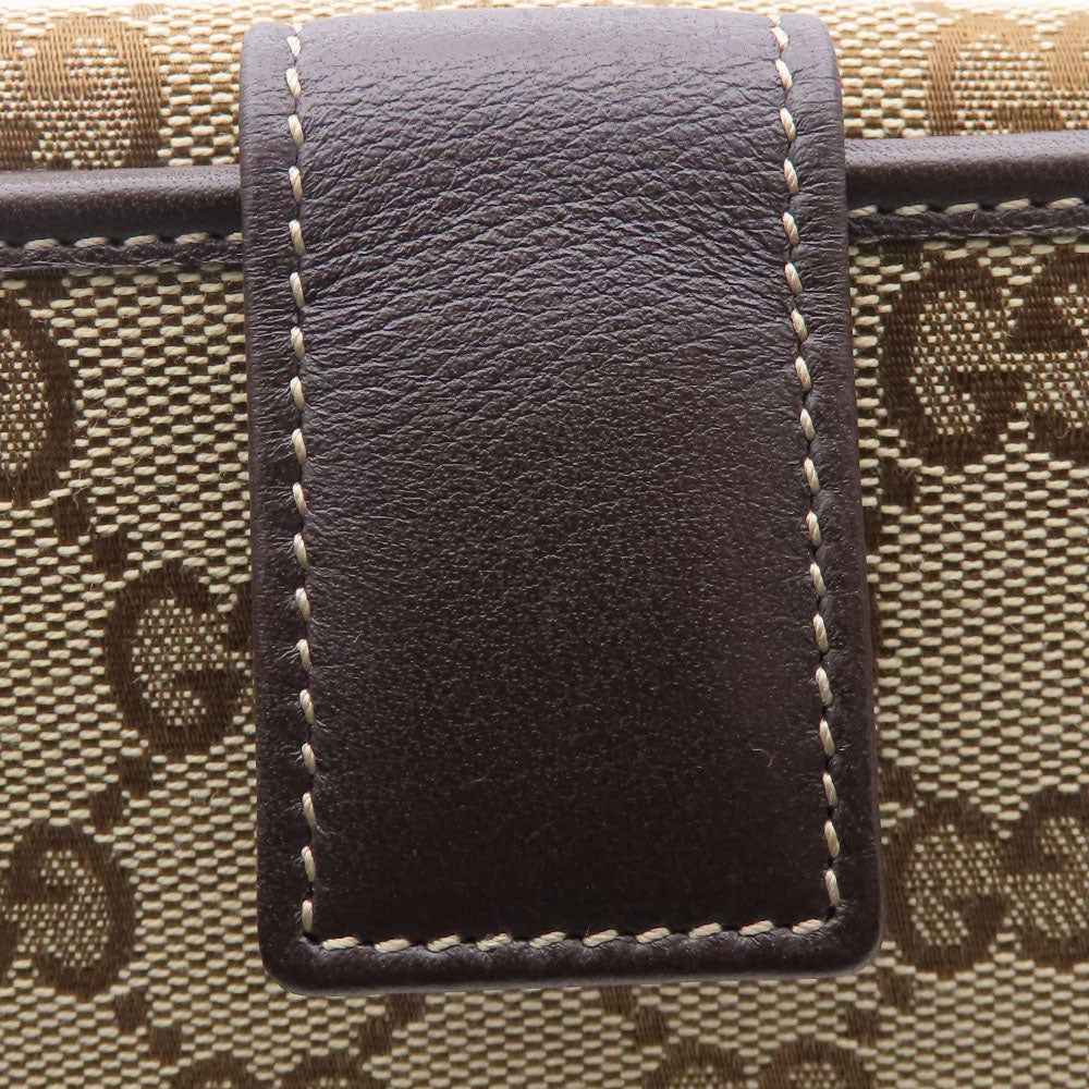 GUCCI Long Wallet Purse 245723 GG canvas, leather Brown Women Used Authentic