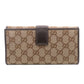 GUCCI Long Wallet Purse 245723 GG canvas, leather Brown Women Used Authentic