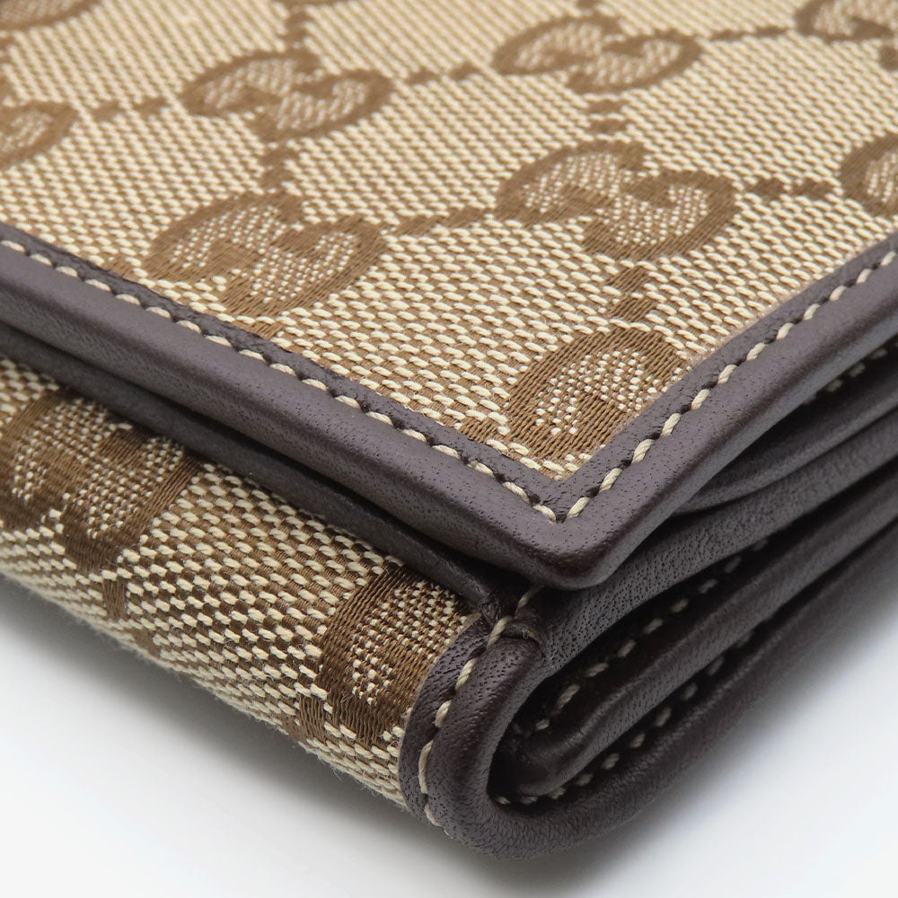 GUCCI Long Wallet Purse 245723 GG canvas, leather Brown Women Used Authentic