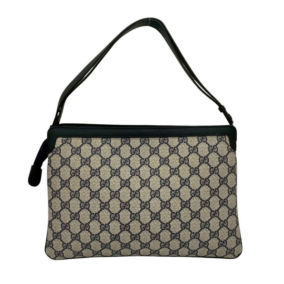 GUCCI Shoulder Bag Leather, PVC Navy GG logo Metal Sherry line Women Used Authentic