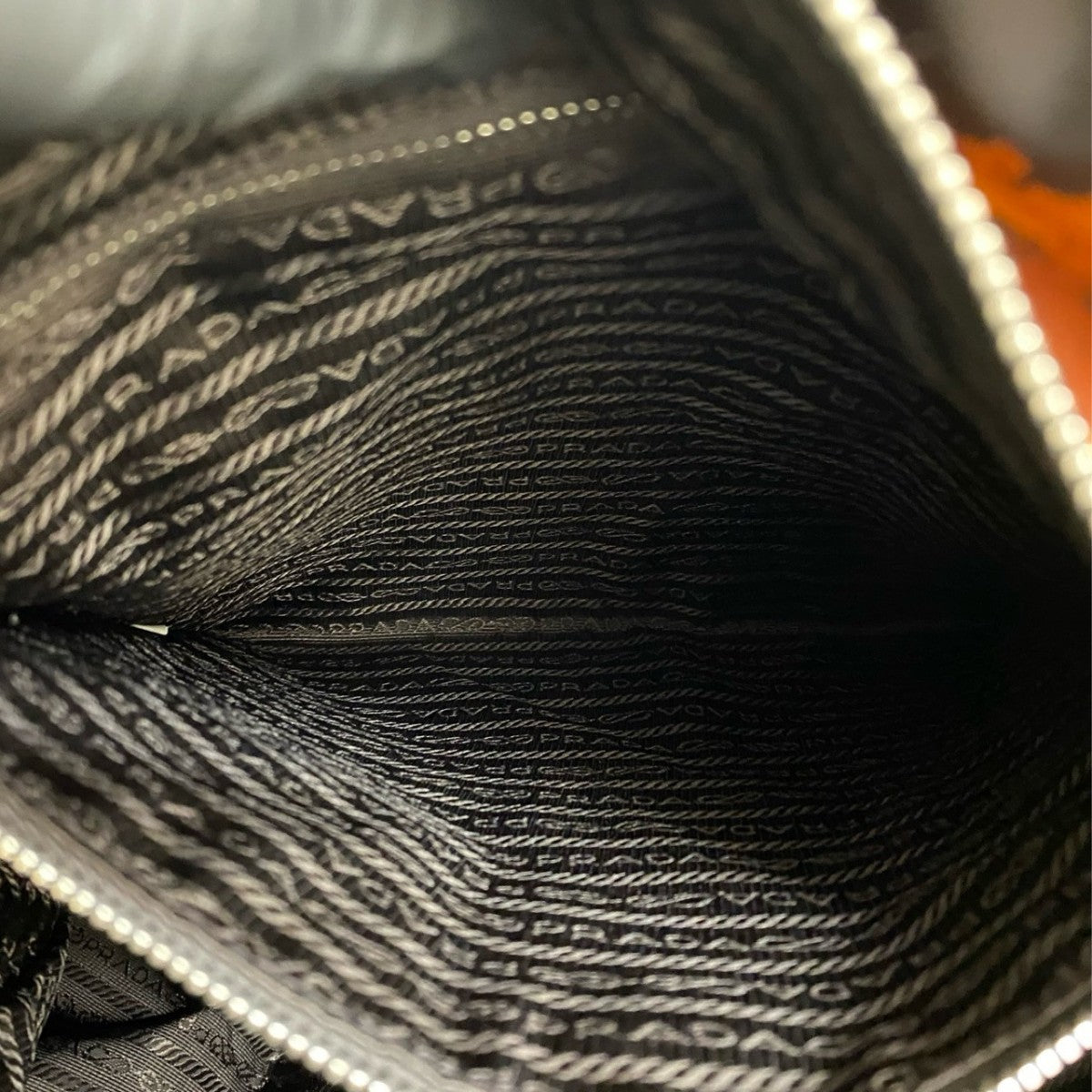 PRADA Shoulder Bag Leather, Nylon Brown floral triangle logo Women Used Authentic