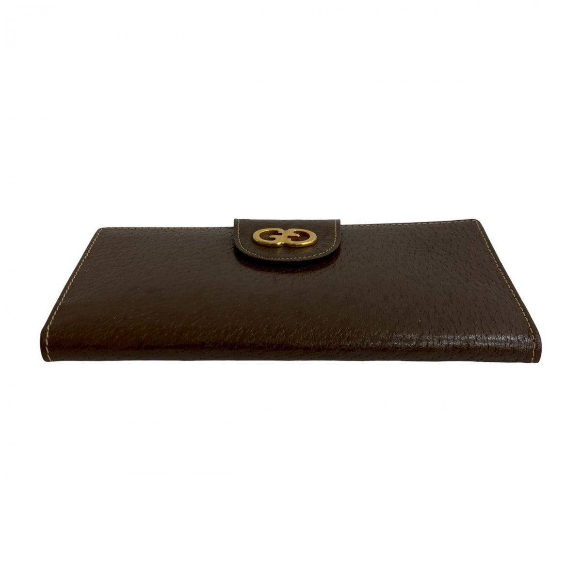 GUCCI Long Wallet Purse leather Brown GG logo Metal Women Used Authentic