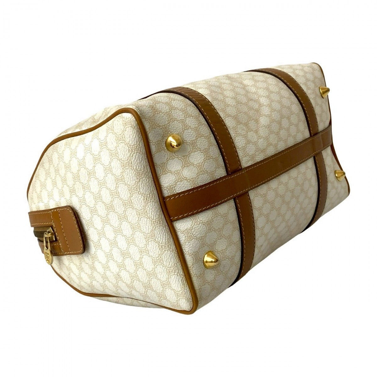 CELINE Handbag Leather, PVC white Macadam Blason Triomphe Pattern Women Used Authentic