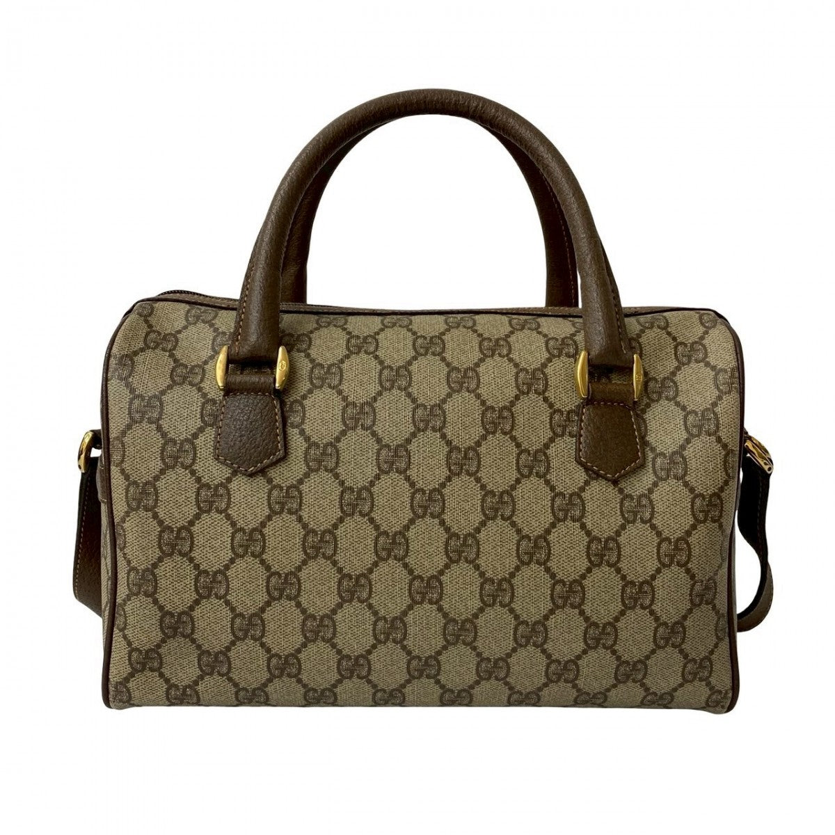 GUCCI Shoulder Bag Leather, PVC Brown GG logo Metal Women Used Authentic
