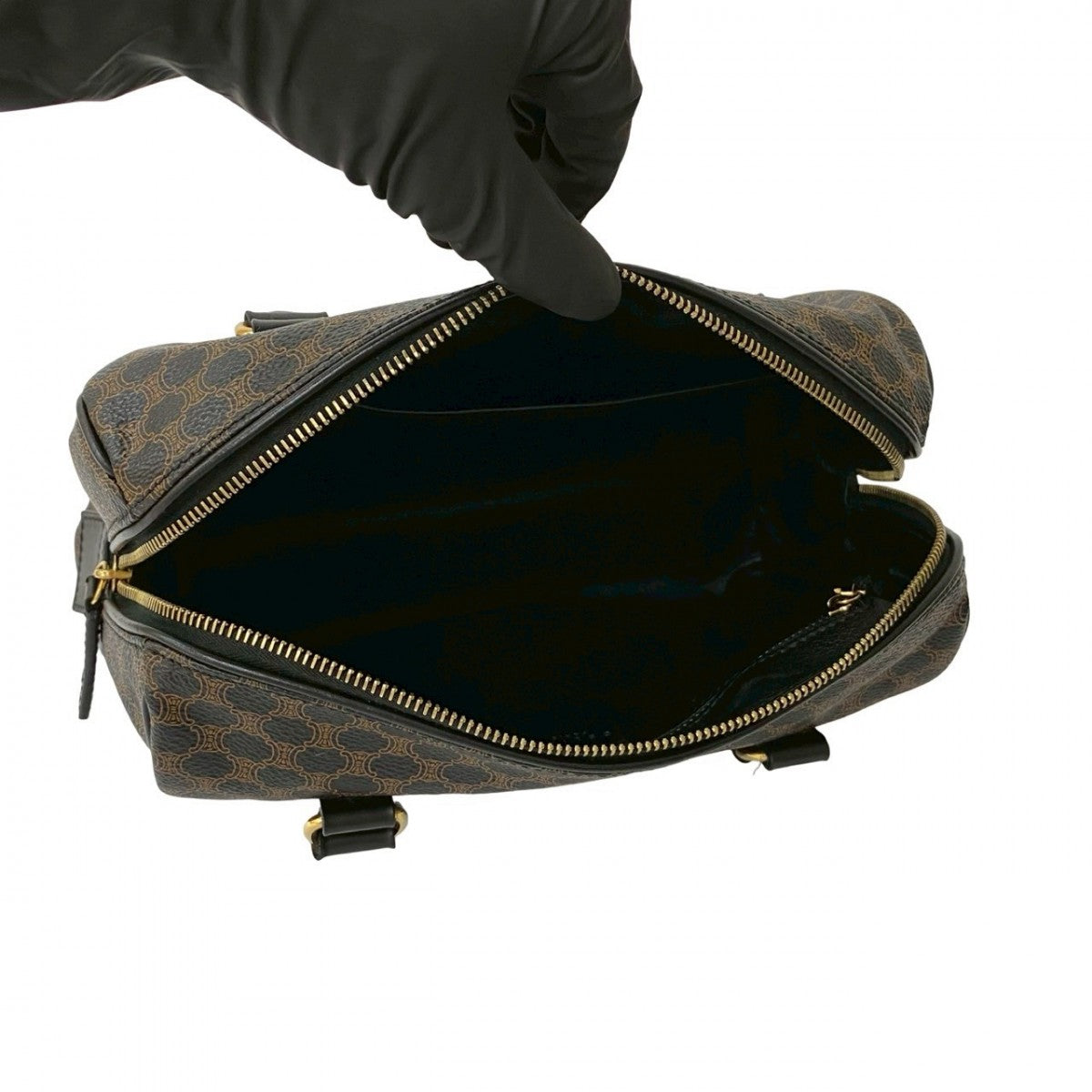 CELINE Handbag Leather, PVC black Macadam Blason Triomphe Women Used Authentic
