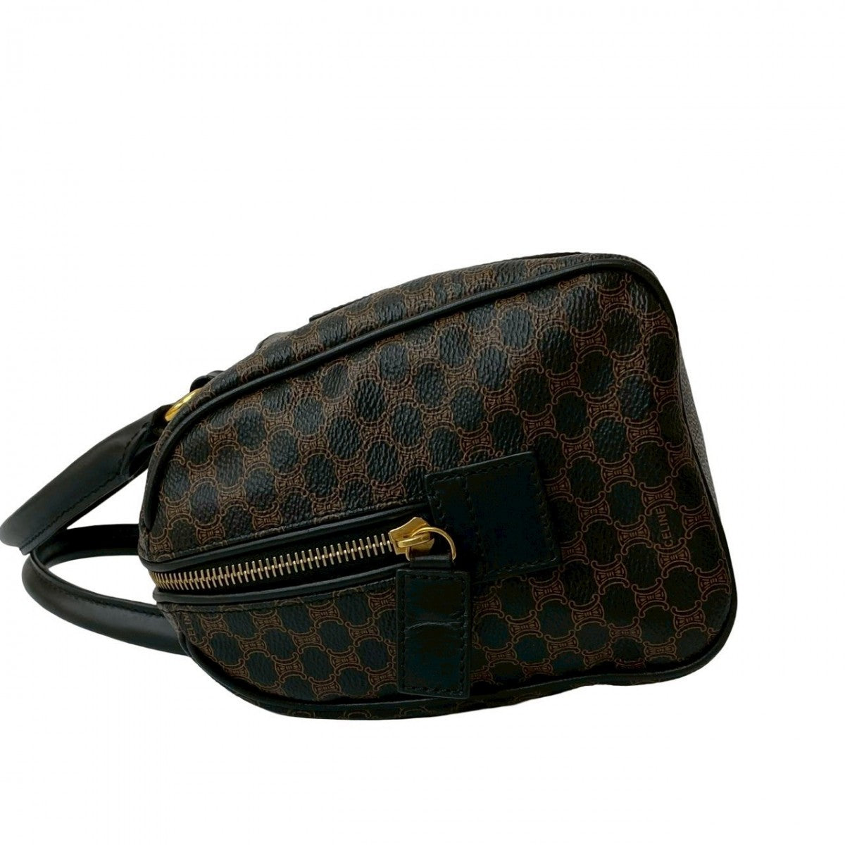 CELINE Handbag Leather, PVC black Macadam Blason Triomphe Women Used Authentic