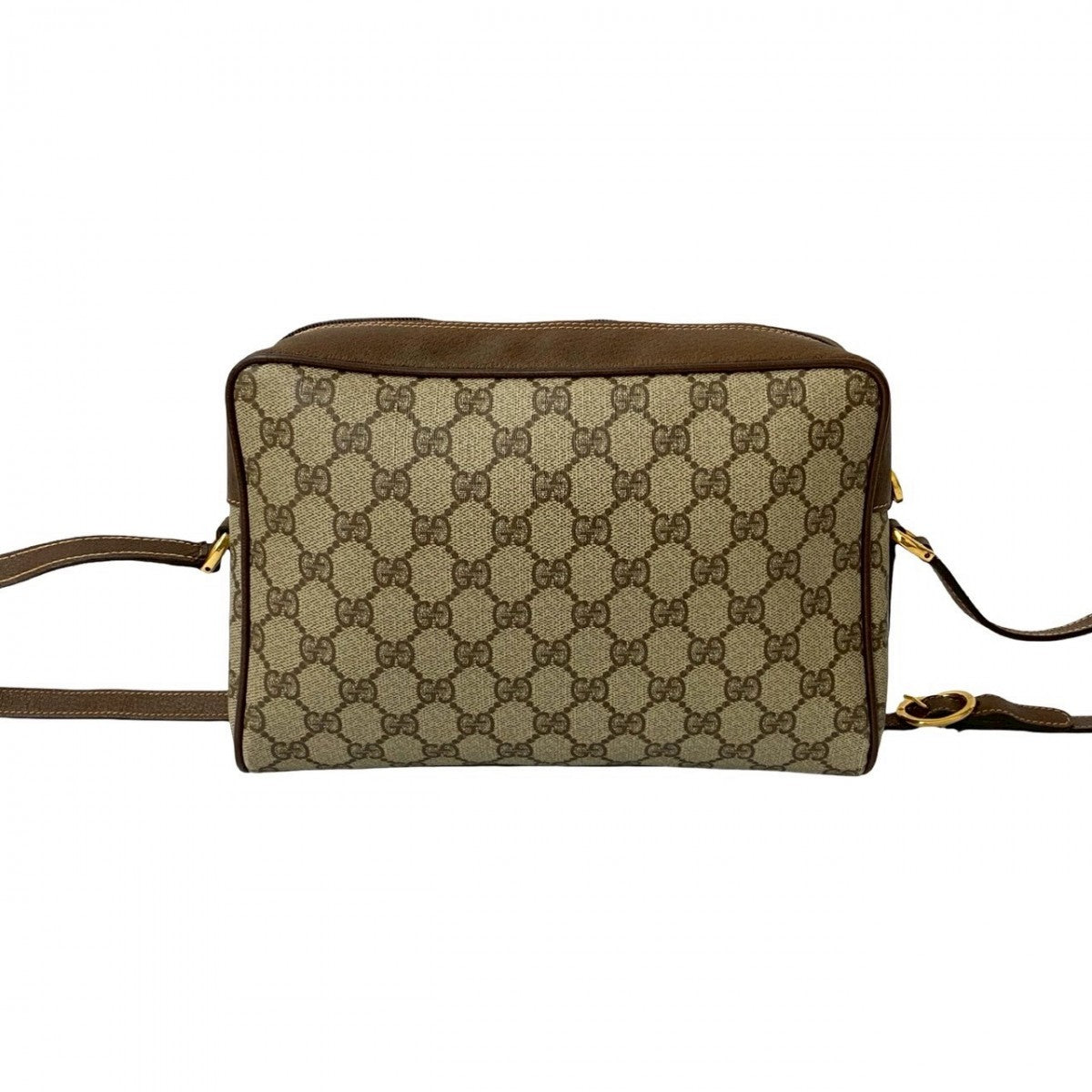 GUCCI Shoulder Bag Leather, PVC Brown GG logo Metal Sherry line Women Used Authentic