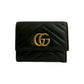 GUCCI Tri-fold wallet leather black GG Marmont Women Used Authentic
