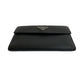PRADA Tri-fold wallet leather black Triangle Logo Metal Women Used Authentic