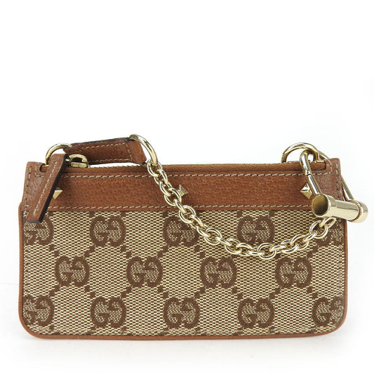 GUCCI Coin case 120971 GG canvas, leather Brown Women Used Authentic
