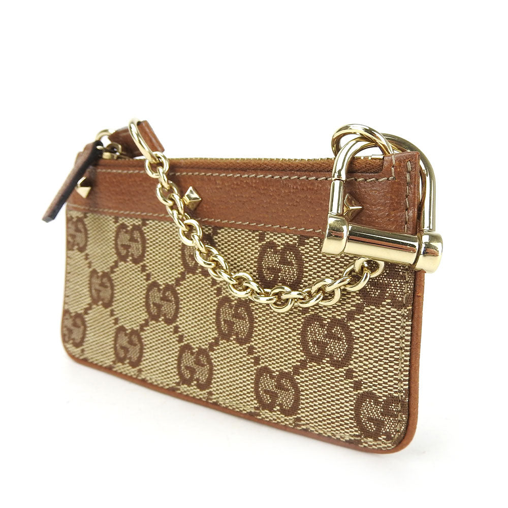 GUCCI Coin case 120971 GG canvas, leather Brown Women Used Authentic