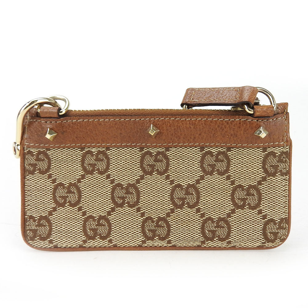 GUCCI Coin case 120971 GG canvas, leather Brown Women Used Authentic