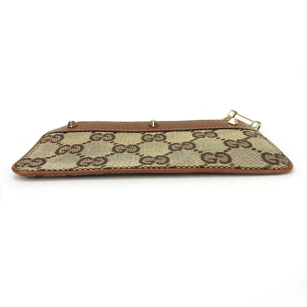 GUCCI Coin case 120971 GG canvas, leather Brown Women Used Authentic