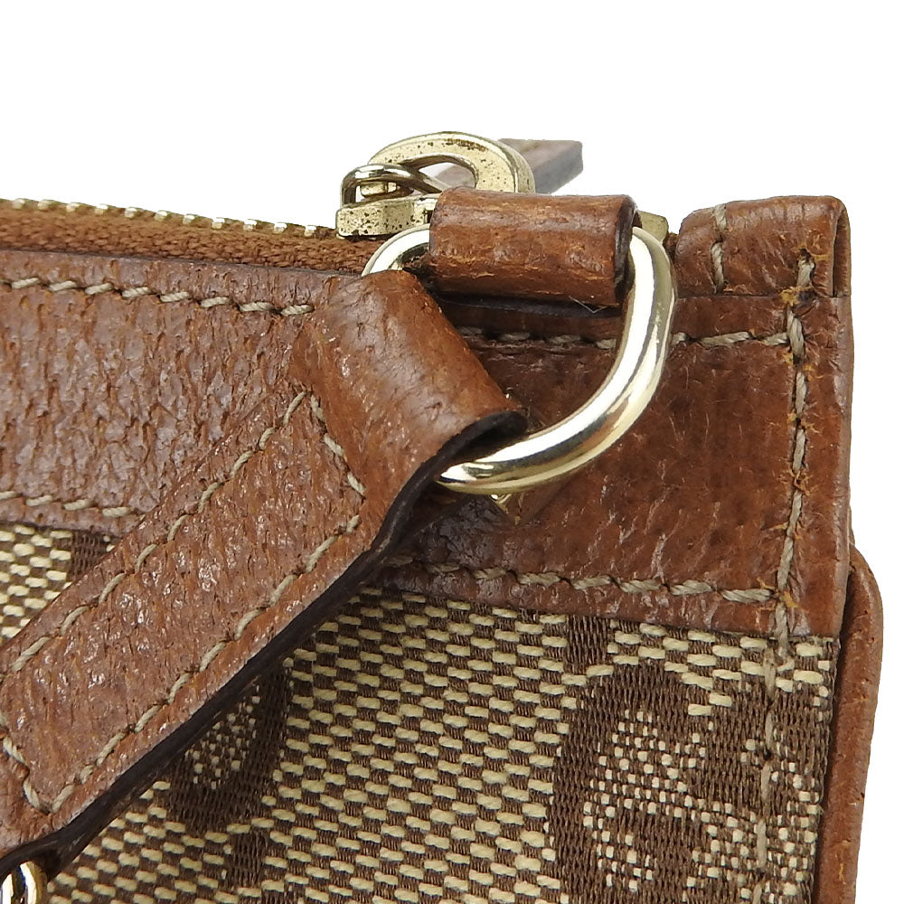 GUCCI Coin case 120971 GG canvas, leather Brown Women Used Authentic