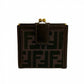 FENDI Bifold Wallet Canvas, Leather Brown Zucca FF Pattern Women Used Authentic