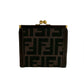 FENDI Bifold Wallet Canvas, Leather Brown Zucca FF Pattern Women Used Authentic
