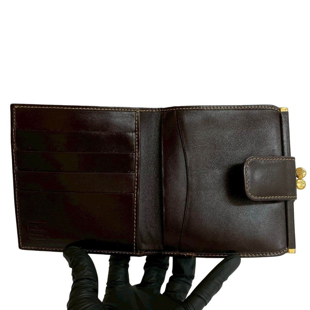FENDI Bifold Wallet Canvas, Leather Brown Zucca FF Pattern Women Used Authentic