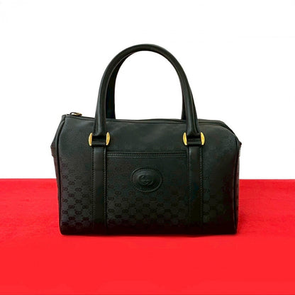GUCCI Handbag Leather, PVC black Micro GG logo Women Used Authentic