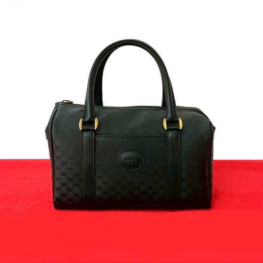 GUCCI Handbag Leather, PVC black Micro GG logo Women Used Authentic