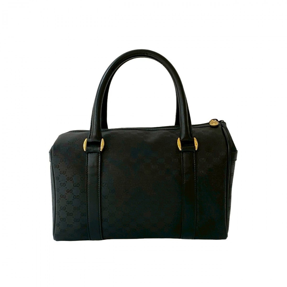 GUCCI Handbag Leather, PVC black Micro GG logo Women Used Authentic