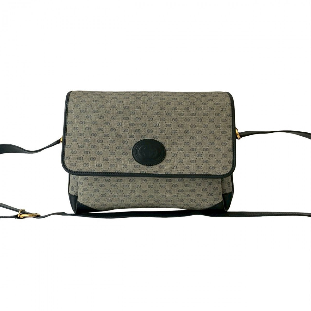 GUCCI Shoulder Bag Leather, PVC Navy Micro GG Women Used Authentic