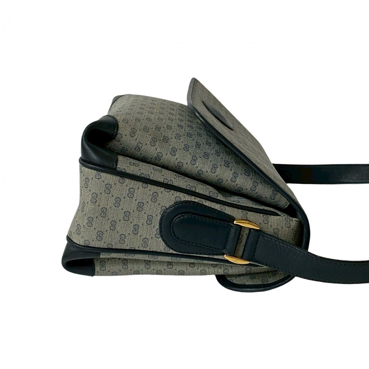 GUCCI Shoulder Bag Leather, PVC Navy Micro GG Women Used Authentic