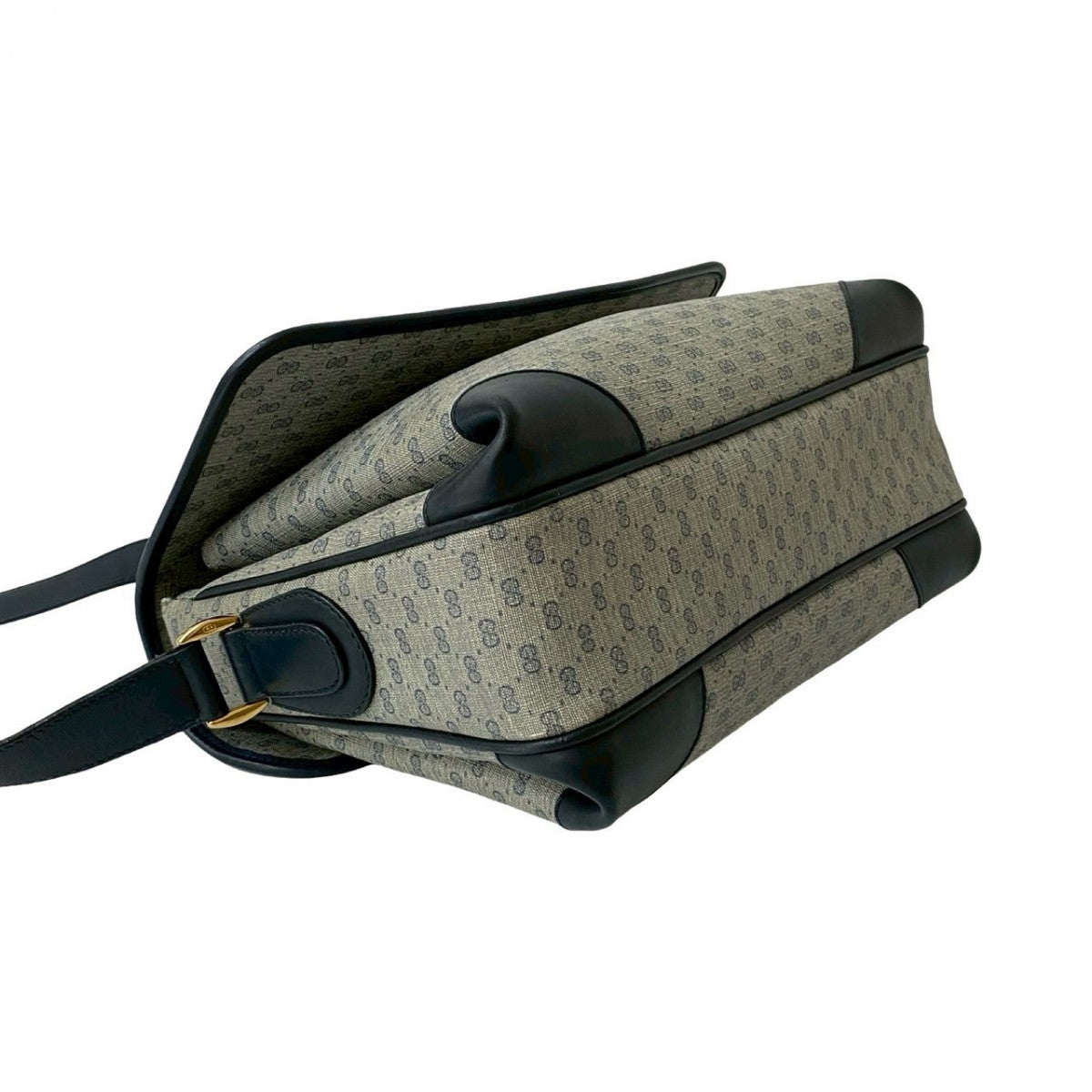 GUCCI Shoulder Bag Leather, PVC Navy Micro GG Women Used Authentic