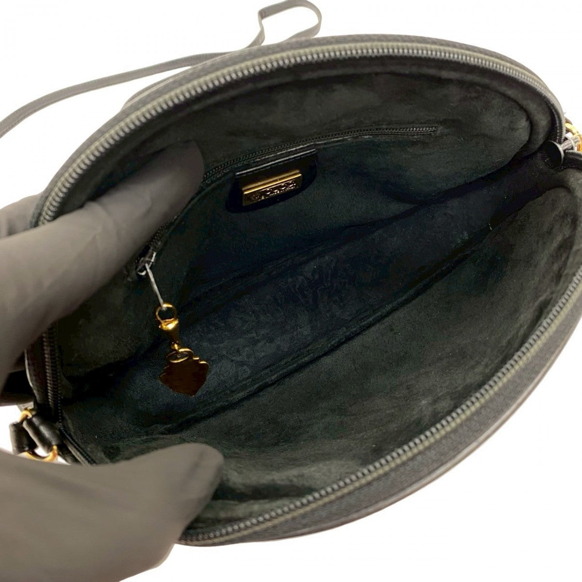 GUCCI Shoulder Bag leather black GG logo Women Used Authentic