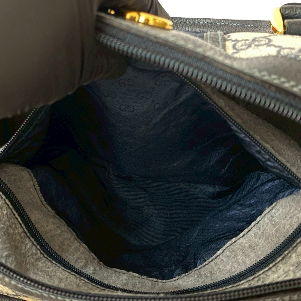 GUCCI Handbag leather Navy Sherry line