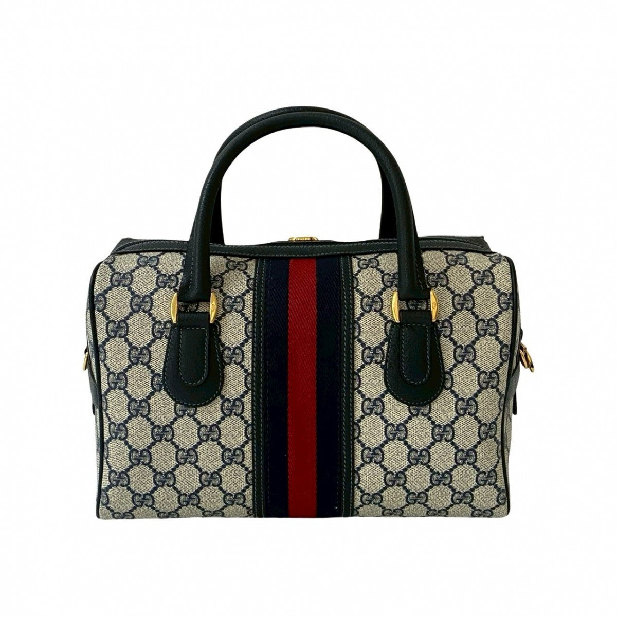 GUCCI Handbag leather Navy Sherry line