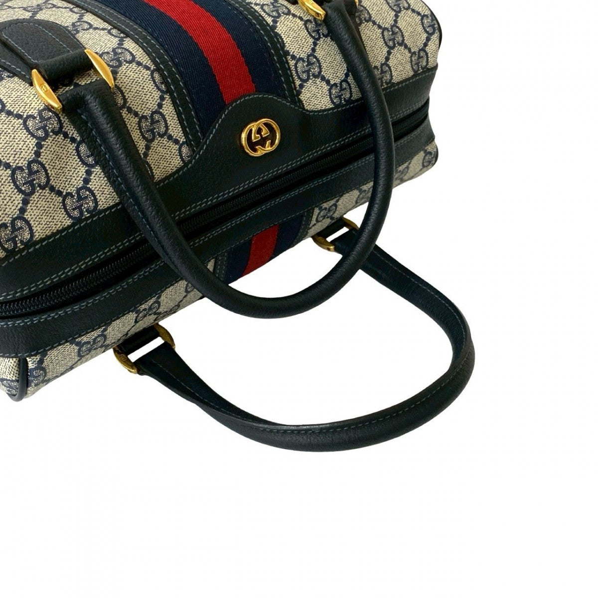 GUCCI Handbag leather Navy Sherry line