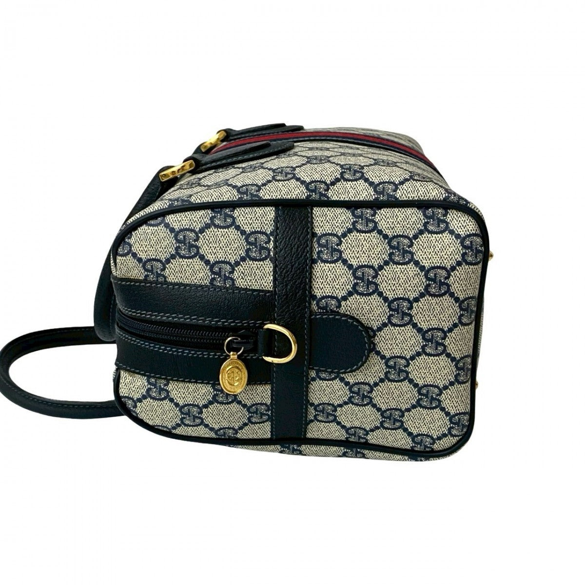 GUCCI Handbag leather Navy Sherry line