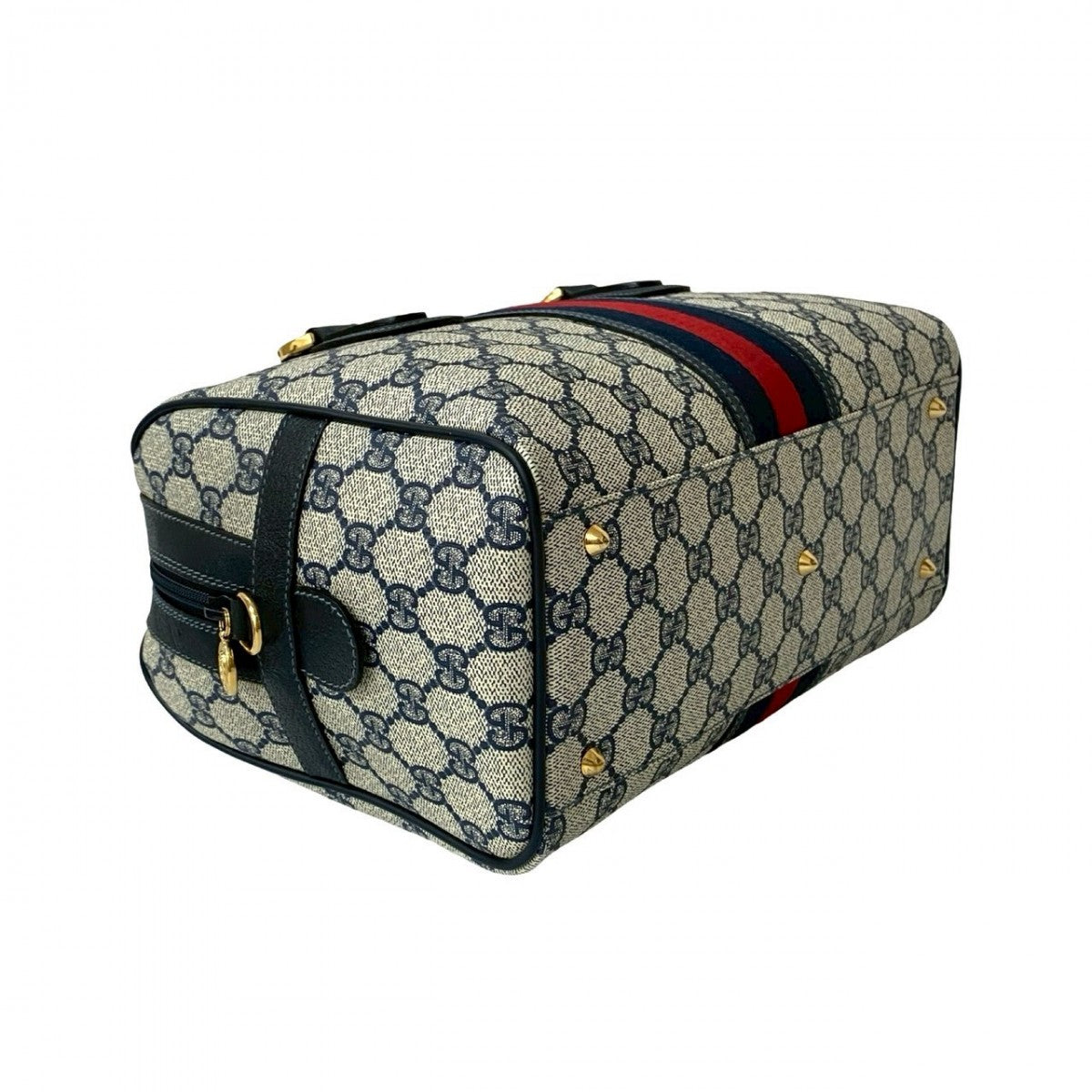 GUCCI Handbag leather Navy Sherry line