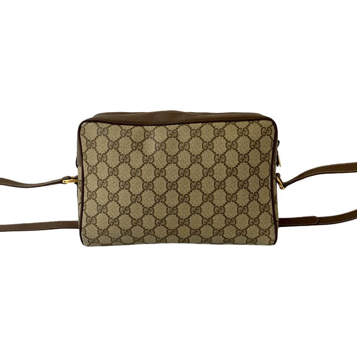 GUCCI Shoulder Bag Leather, PVC Brown GG logo Metal Sherry line Women Used Authentic