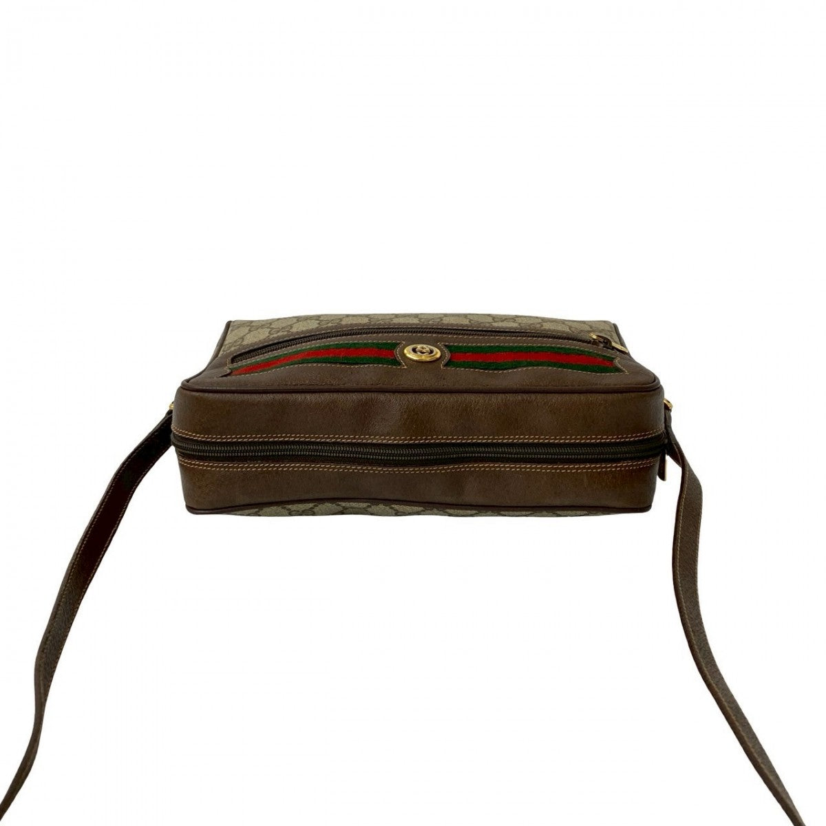 GUCCI Shoulder Bag Leather, PVC Brown GG logo Metal Sherry line Women Used Authentic