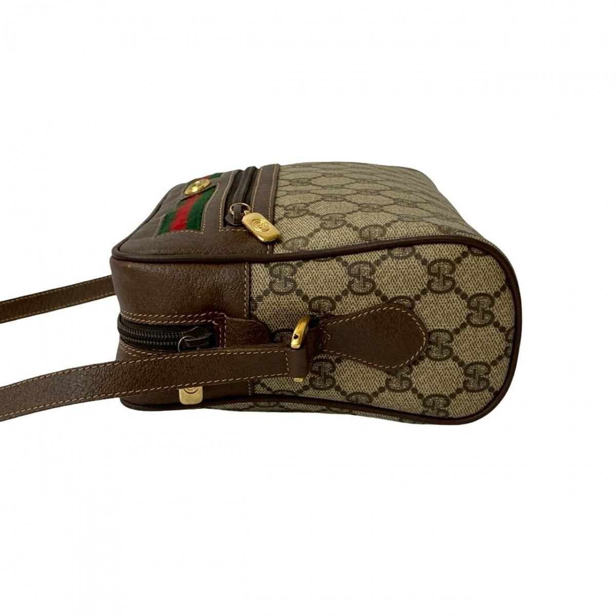 GUCCI Shoulder Bag Leather, PVC Brown GG logo Metal Sherry line Women Used Authentic