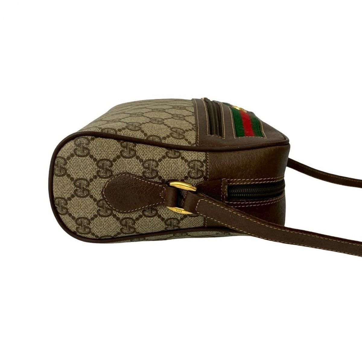 GUCCI Shoulder Bag Leather, PVC Brown GG logo Metal Sherry line Women Used Authentic