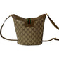 GUCCI Shoulder Bag Leather, PVC Brown GG logo Metal Sherry line Women Used Authentic