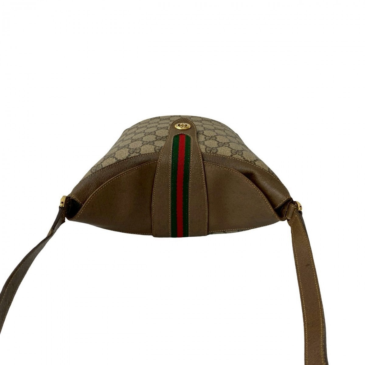 GUCCI Shoulder Bag Leather, PVC Brown GG logo Metal Sherry line Women Used Authentic