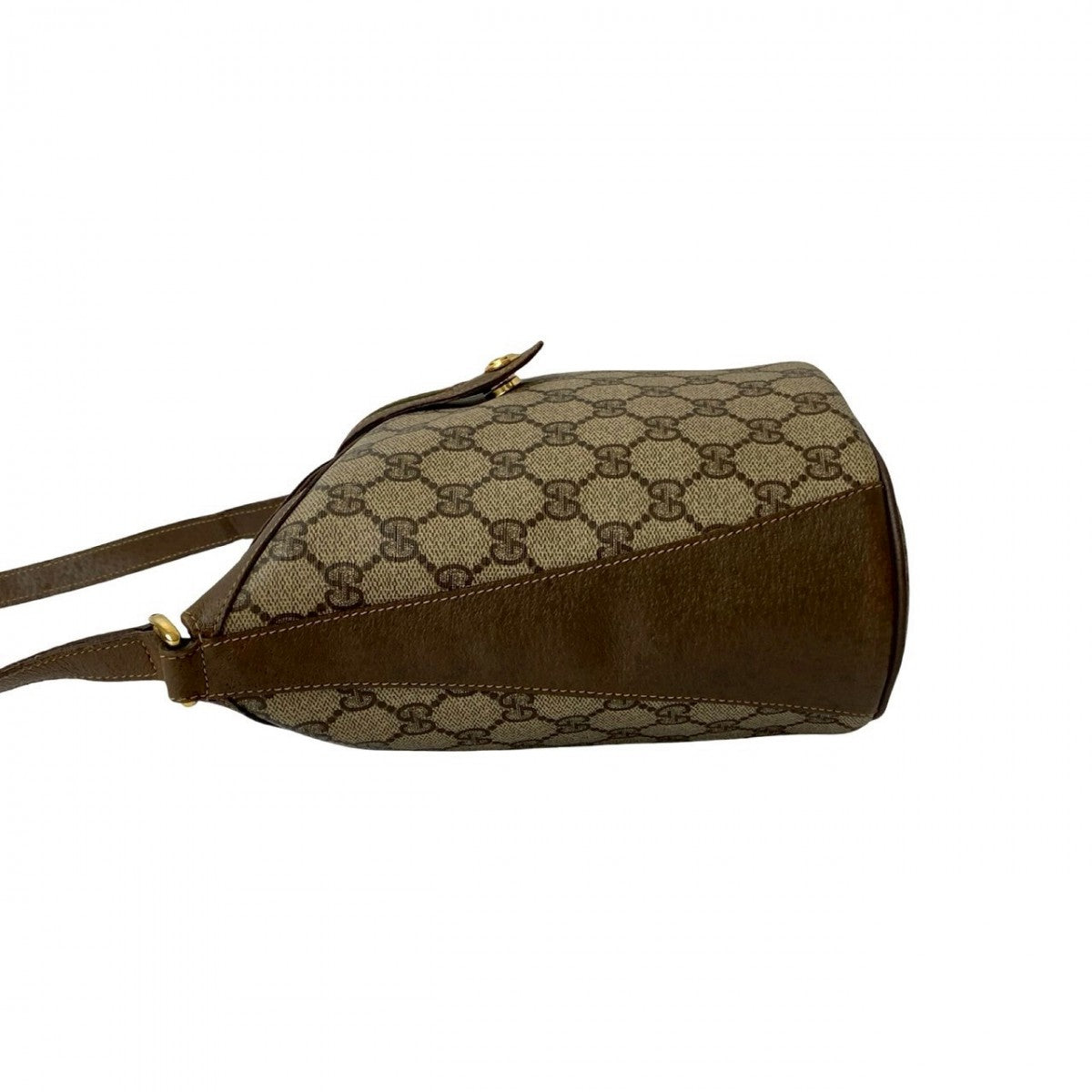 GUCCI Shoulder Bag Leather, PVC Brown GG logo Metal Sherry line Women Used Authentic