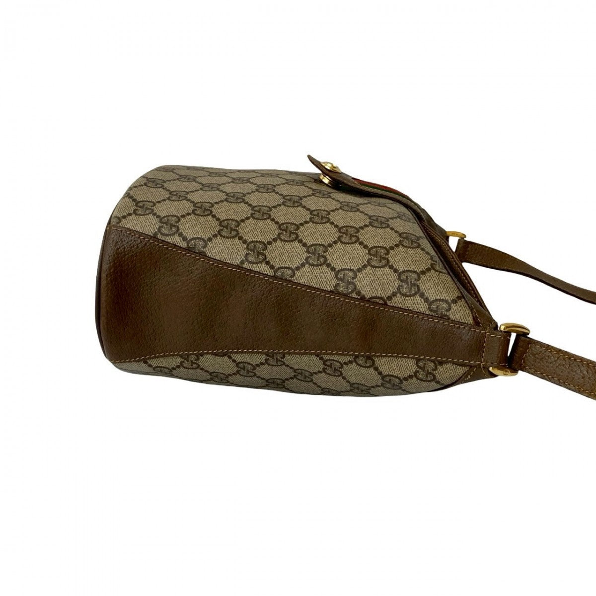 GUCCI Shoulder Bag Leather, PVC Brown GG logo Metal Sherry line Women Used Authentic