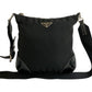PRADA Shoulder Bag Nylon, Leather black PRADA triangle logo Metal Women Used Authentic