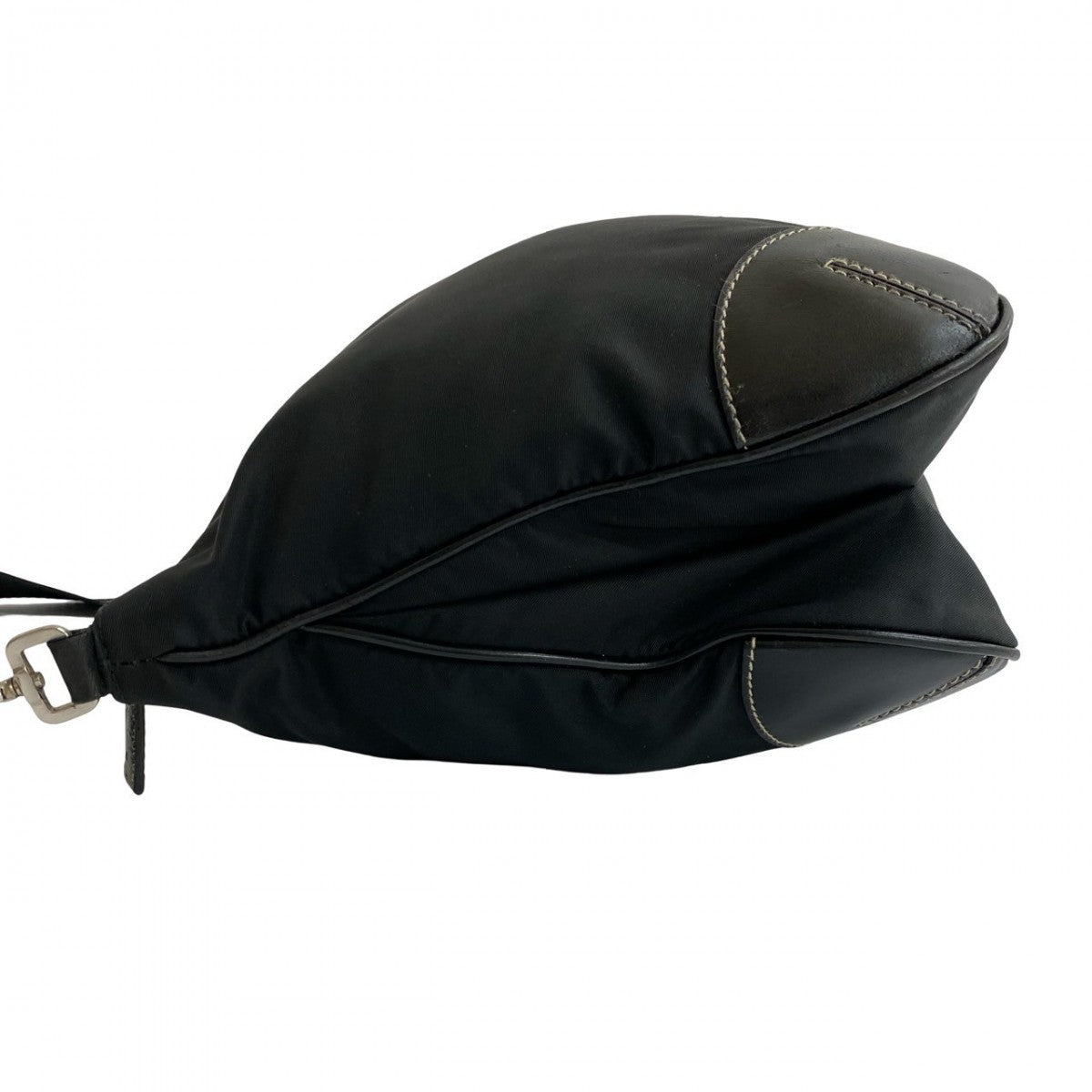 PRADA Shoulder Bag Nylon, Leather black PRADA triangle logo Metal Women Used Authentic